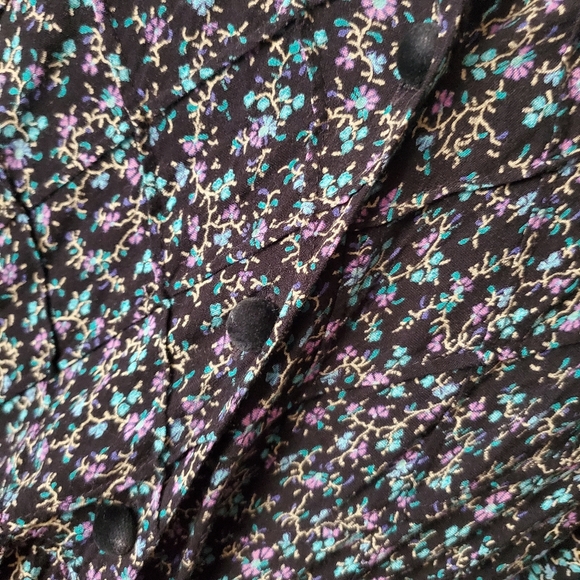 80's Vintage Goth Prairie Calico Maxi Dress - Picture 5 of 16